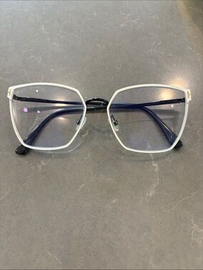 TOM FORD white metal frame eye glasses - gorgeous and chic shape.
